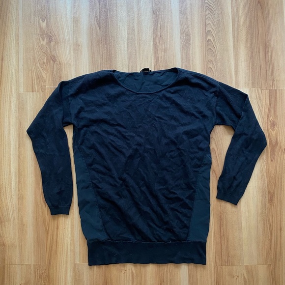 THEORY BLACK CHIFFON BACK KNIT TOP with CASHMERE Medium - Picture 4 of 7